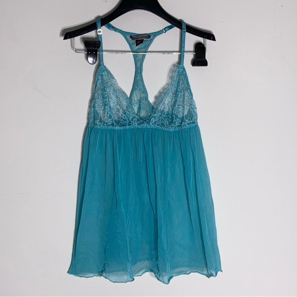VICTORIA'S SECRET | Blue Sheer Lace Babydoll Lingerie